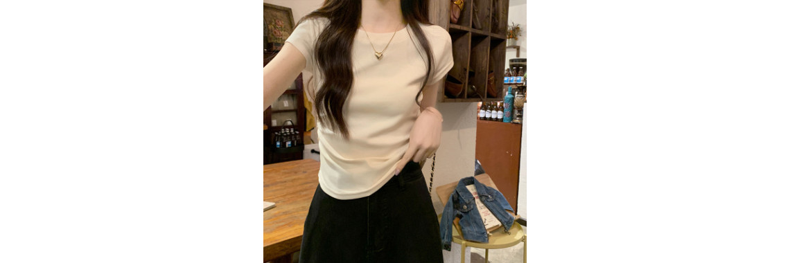 美式短款显瘦t恤女短袖夏季高级感抽褶收腰紧身辣妹上衣